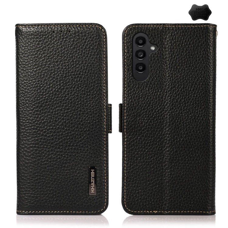 KHAZNEH Side-Magnetic Litchi Genuine Leather RFID Phone Case, For Samsung Galaxy Xcover7, For Samsung Galaxy A55 5G, For Samsung Galaxy A35 5G, For Samsung Galaxy S24 Ultra, For Samsung Galaxy S24+, For Samsung Galaxy S24, For Samsung Galaxy A15       ...