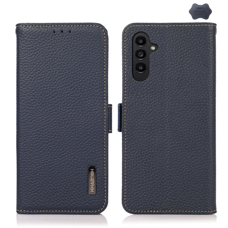 KHAZNEH Side-Magnetic Litchi Genuine Leather RFID Phone Case, For Samsung Galaxy Xcover7, For Samsung Galaxy A55 5G, For Samsung Galaxy A35 5G, For Samsung Galaxy S24 Ultra, For Samsung Galaxy S24+, For Samsung Galaxy S24, For Samsung Galaxy A15       ...