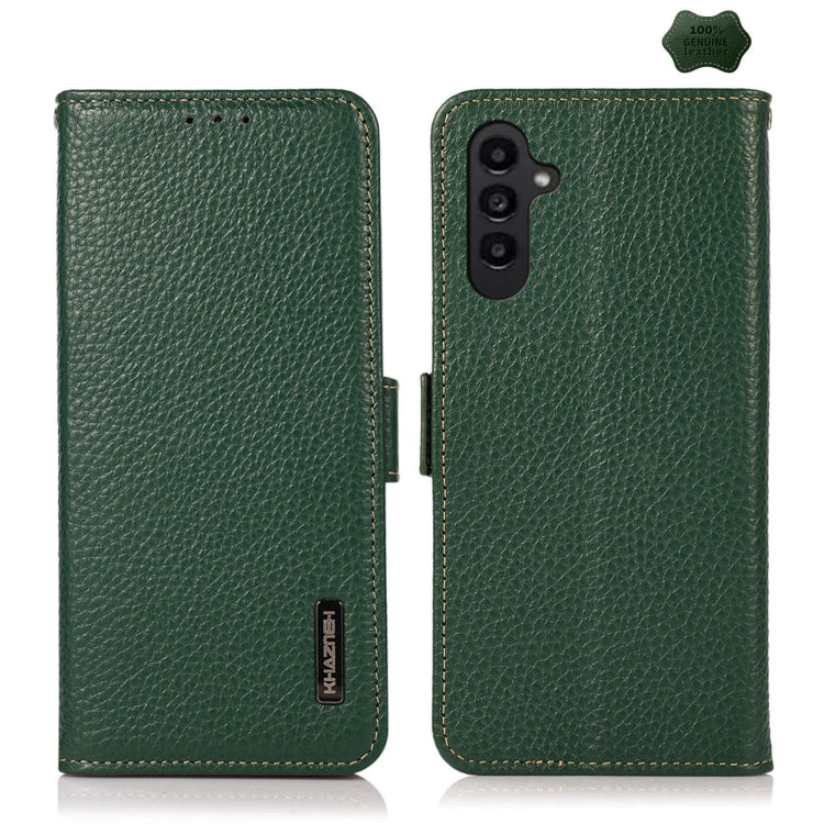 KHAZNEH Side-Magnetic Litchi Genuine Leather RFID Phone Case, For Samsung Galaxy Xcover7, For Samsung Galaxy A55 5G, For Samsung Galaxy A35 5G, For Samsung Galaxy S24 Ultra, For Samsung Galaxy S24+, For Samsung Galaxy S24, For Samsung Galaxy A15       ...