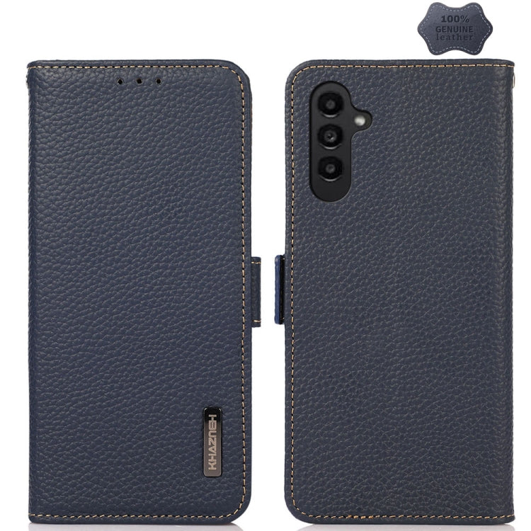 KHAZNEH Side-Magnetic Litchi Genuine Leather RFID Phone Case, For Samsung Galaxy Xcover7, For Samsung Galaxy A55 5G, For Samsung Galaxy A35 5G, For Samsung Galaxy S24 Ultra, For Samsung Galaxy S24+, For Samsung Galaxy S24, For Samsung Galaxy A15       ...