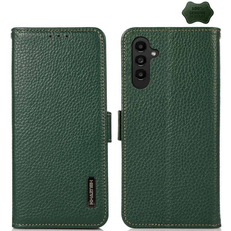 KHAZNEH Side-Magnetic Litchi Genuine Leather RFID Phone Case, For Samsung Galaxy Xcover7, For Samsung Galaxy A55 5G, For Samsung Galaxy A35 5G, For Samsung Galaxy S24 Ultra, For Samsung Galaxy S24+, For Samsung Galaxy S24, For Samsung Galaxy A15       ...