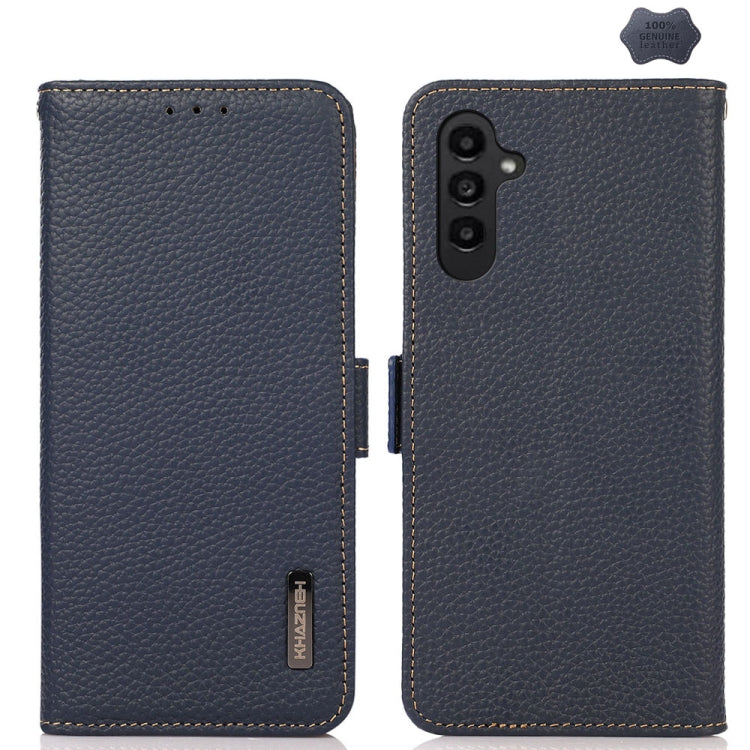 KHAZNEH Side-Magnetic Litchi Genuine Leather RFID Phone Case, For Samsung Galaxy Xcover7, For Samsung Galaxy A55 5G, For Samsung Galaxy A35 5G, For Samsung Galaxy S24 Ultra, For Samsung Galaxy S24+, For Samsung Galaxy S24, For Samsung Galaxy A15       ...