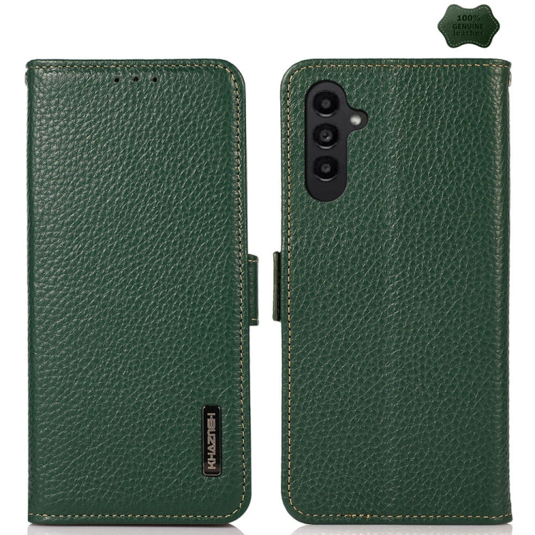 KHAZNEH Side-Magnetic Litchi Genuine Leather RFID Phone Case, For Samsung Galaxy Xcover7, For Samsung Galaxy A55 5G, For Samsung Galaxy A35 5G, For Samsung Galaxy S24 Ultra, For Samsung Galaxy S24+, For Samsung Galaxy S24, For Samsung Galaxy A15       ...