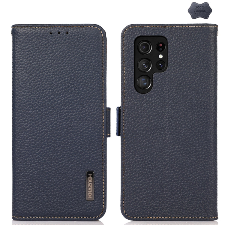 KHAZNEH Side-Magnetic Litchi Genuine Leather RFID Phone Case, For Samsung Galaxy Xcover7, For Samsung Galaxy A55 5G, For Samsung Galaxy A35 5G, For Samsung Galaxy S24 Ultra, For Samsung Galaxy S24+, For Samsung Galaxy S24, For Samsung Galaxy A15       ...