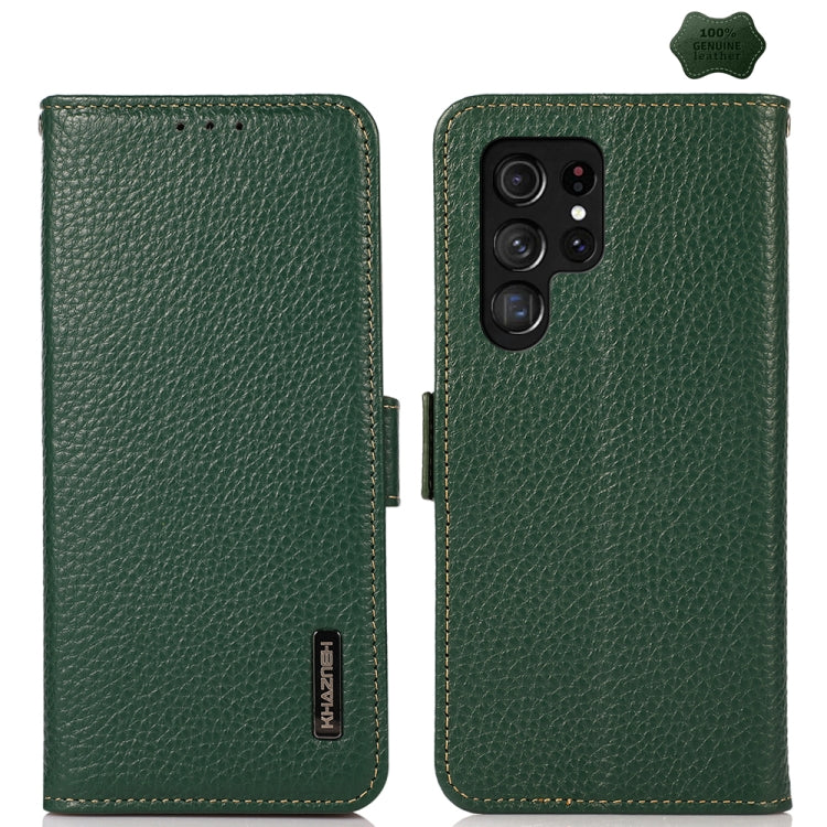 KHAZNEH Side-Magnetic Litchi Genuine Leather RFID Phone Case, For Samsung Galaxy Xcover7, For Samsung Galaxy A55 5G, For Samsung Galaxy A35 5G, For Samsung Galaxy S24 Ultra, For Samsung Galaxy S24+, For Samsung Galaxy S24, For Samsung Galaxy A15       ...
