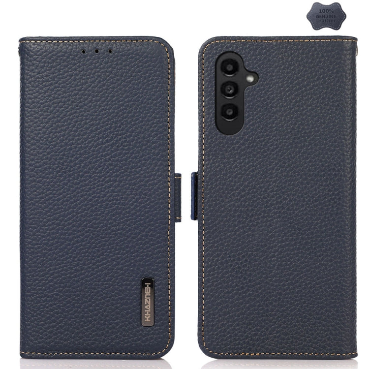 KHAZNEH Side-Magnetic Litchi Genuine Leather RFID Phone Case, For Samsung Galaxy Xcover7, For Samsung Galaxy A55 5G, For Samsung Galaxy A35 5G, For Samsung Galaxy S24 Ultra, For Samsung Galaxy S24+, For Samsung Galaxy S24, For Samsung Galaxy A15       ...