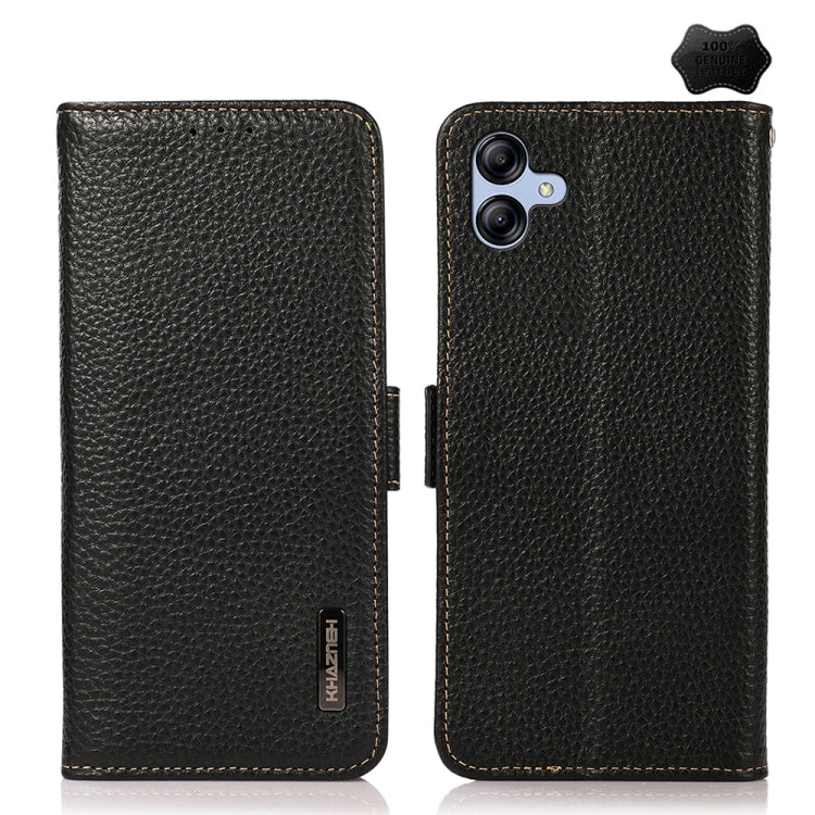 KHAZNEH Side-Magnetic Litchi Genuine Leather RFID Phone Case, For Samsung Galaxy Xcover7, For Samsung Galaxy A55 5G, For Samsung Galaxy A35 5G, For Samsung Galaxy S24 Ultra, For Samsung Galaxy S24+, For Samsung Galaxy S24, For Samsung Galaxy A15       ...