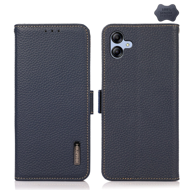 KHAZNEH Side-Magnetic Litchi Genuine Leather RFID Phone Case, For Samsung Galaxy Xcover7, For Samsung Galaxy A55 5G, For Samsung Galaxy A35 5G, For Samsung Galaxy S24 Ultra, For Samsung Galaxy S24+, For Samsung Galaxy S24, For Samsung Galaxy A15       ...