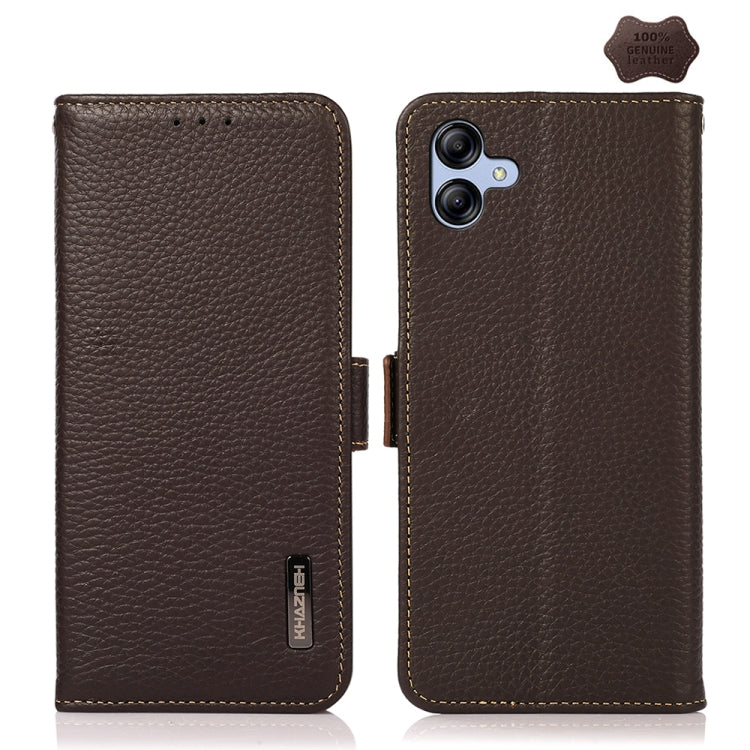 KHAZNEH Side-Magnetic Litchi Genuine Leather RFID Phone Case, For Samsung Galaxy Xcover7, For Samsung Galaxy A55 5G, For Samsung Galaxy A35 5G, For Samsung Galaxy S24 Ultra, For Samsung Galaxy S24+, For Samsung Galaxy S24, For Samsung Galaxy A15       ...