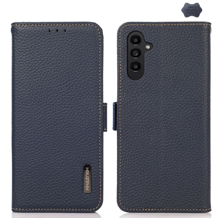 KHAZNEH Side-Magnetic Litchi Genuine Leather RFID Phone Case, For Samsung Galaxy Xcover7, For Samsung Galaxy A55 5G, For Samsung Galaxy A35 5G, For Samsung Galaxy S24 Ultra, For Samsung Galaxy S24+, For Samsung Galaxy S24, For Samsung Galaxy A15       ...