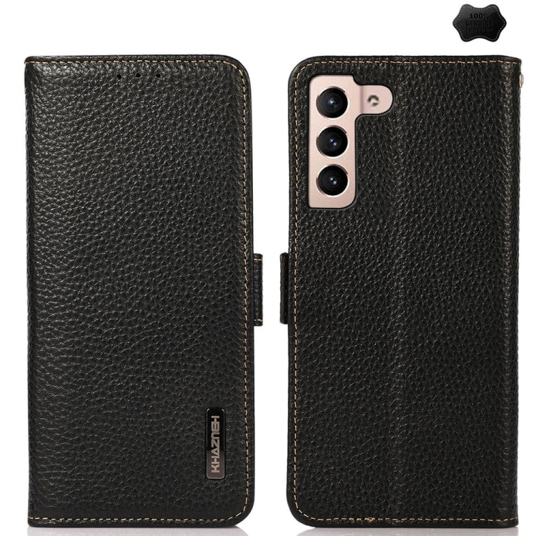 KHAZNEH Side-Magnetic Litchi Genuine Leather RFID Phone Case, For Samsung Galaxy Xcover7, For Samsung Galaxy A55 5G, For Samsung Galaxy A35 5G, For Samsung Galaxy S24 Ultra, For Samsung Galaxy S24+, For Samsung Galaxy S24, For Samsung Galaxy A15       ...