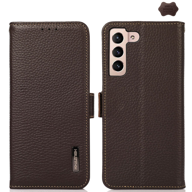 KHAZNEH Side-Magnetic Litchi Genuine Leather RFID Phone Case, For Samsung Galaxy Xcover7, For Samsung Galaxy A55 5G, For Samsung Galaxy A35 5G, For Samsung Galaxy S24 Ultra, For Samsung Galaxy S24+, For Samsung Galaxy S24, For Samsung Galaxy A15       ...