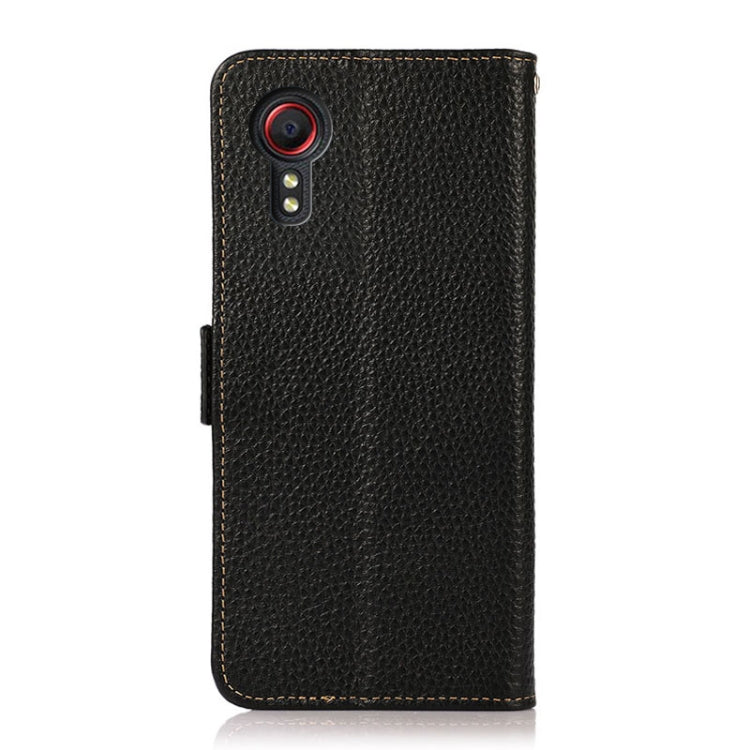 KHAZNEH Side-Magnetic Litchi Genuine Leather RFID Phone Case, For Samsung Galaxy Xcover7, For Samsung Galaxy A55 5G, For Samsung Galaxy A35 5G, For Samsung Galaxy S24 Ultra, For Samsung Galaxy S24+, For Samsung Galaxy S24, For Samsung Galaxy A15       ...