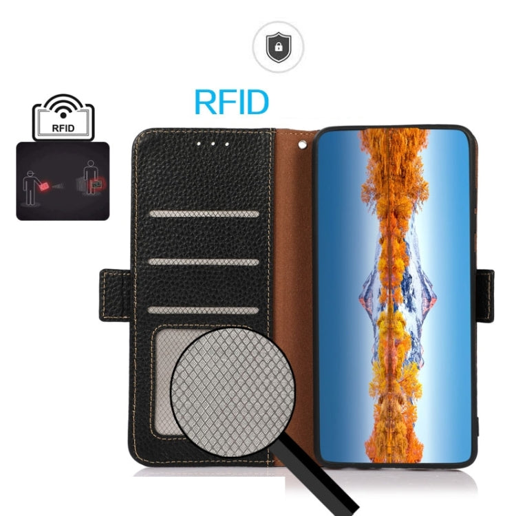 KHAZNEH Side-Magnetic Litchi Genuine Leather RFID Phone Case, For Samsung Galaxy Xcover7, For Samsung Galaxy A55 5G, For Samsung Galaxy A35 5G, For Samsung Galaxy S24 Ultra, For Samsung Galaxy S24+, For Samsung Galaxy S24, For Samsung Galaxy A15       ...