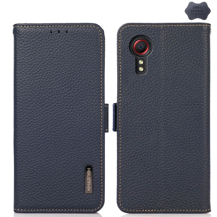 KHAZNEH Side-Magnetic Litchi Genuine Leather RFID Phone Case, For Samsung Galaxy Xcover7, For Samsung Galaxy A55 5G, For Samsung Galaxy A35 5G, For Samsung Galaxy S24 Ultra, For Samsung Galaxy S24+, For Samsung Galaxy S24, For Samsung Galaxy A15       ...