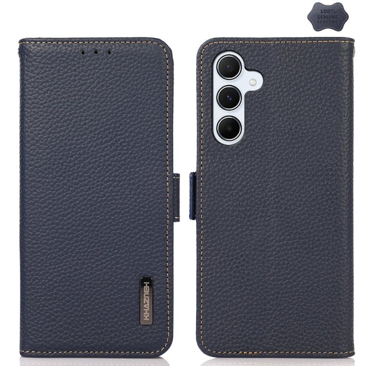 KHAZNEH Side-Magnetic Litchi Genuine Leather RFID Phone Case, For Samsung Galaxy Xcover7, For Samsung Galaxy A55 5G, For Samsung Galaxy A35 5G, For Samsung Galaxy S24 Ultra, For Samsung Galaxy S24+, For Samsung Galaxy S24, For Samsung Galaxy A15       ...
