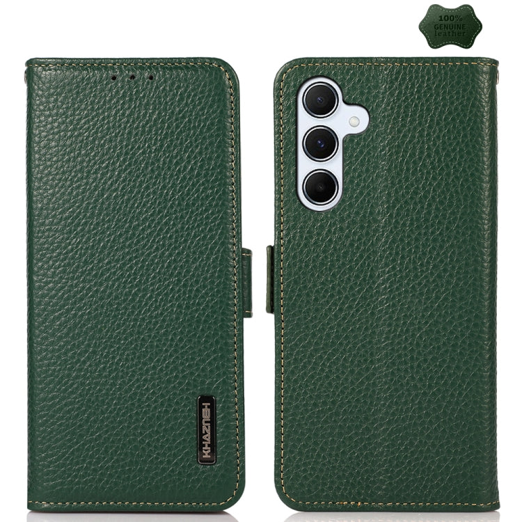 KHAZNEH Side-Magnetic Litchi Genuine Leather RFID Phone Case, For Samsung Galaxy Xcover7, For Samsung Galaxy A55 5G, For Samsung Galaxy A35 5G, For Samsung Galaxy S24 Ultra, For Samsung Galaxy S24+, For Samsung Galaxy S24, For Samsung Galaxy A15       ...