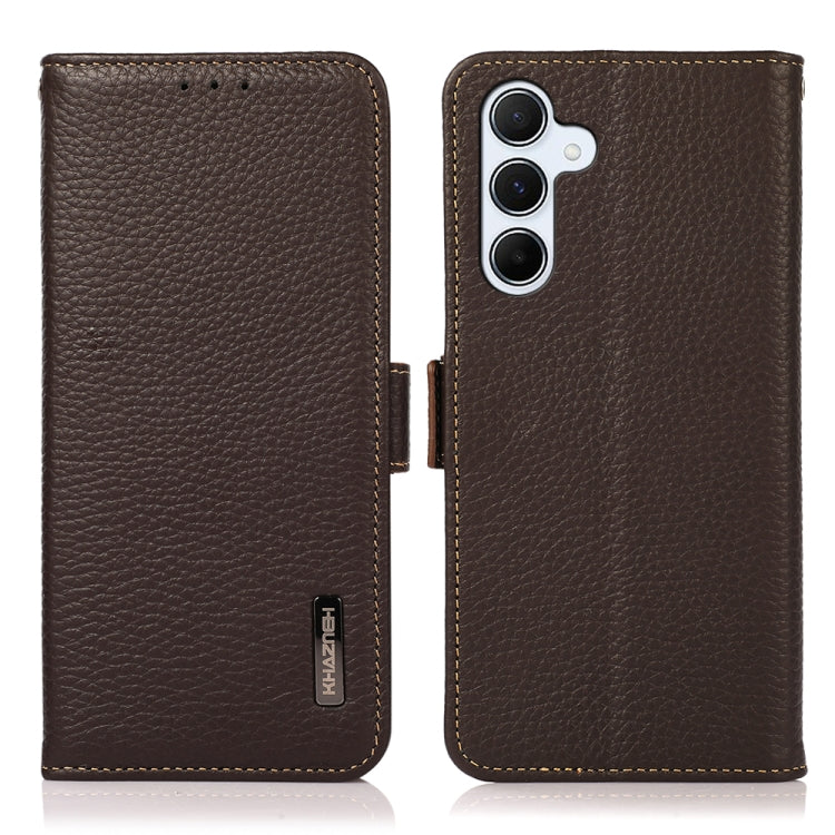 KHAZNEH Side-Magnetic Litchi Genuine Leather RFID Phone Case, For Samsung Galaxy Xcover7, For Samsung Galaxy A55 5G, For Samsung Galaxy A35 5G, For Samsung Galaxy S24 Ultra, For Samsung Galaxy S24+, For Samsung Galaxy S24, For Samsung Galaxy A15       ...