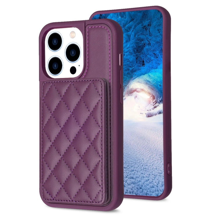 BF25 Square Plaid Card Bag Holder Phone Case, For iPhone 15, For iPhone 14 Pro Max, For iPhone SE 2022 / 2020 / 8 / 7, For iPhone 13 Pro Max, For iPhone 13 Pro, For iPhone 12 / 12 Pro