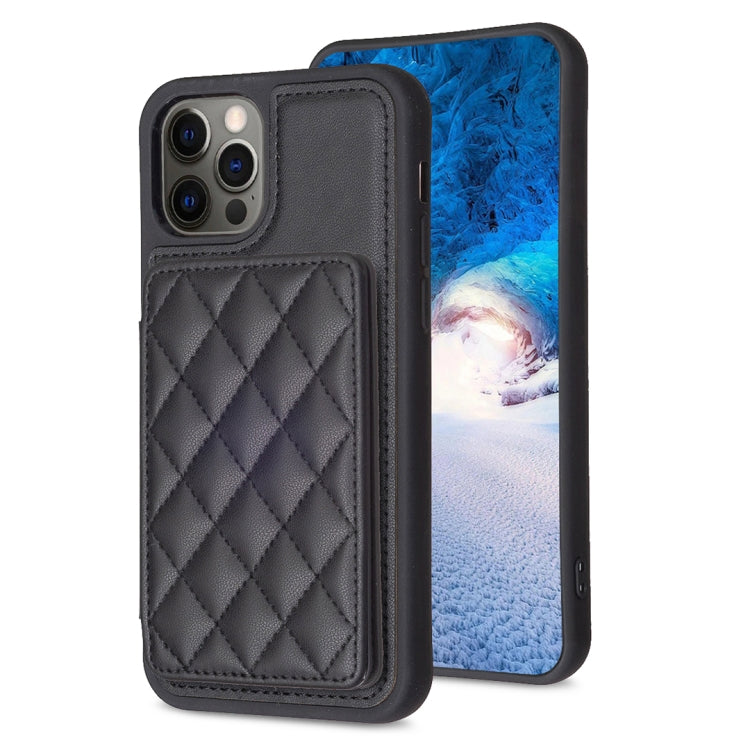 BF25 Square Plaid Card Bag Holder Phone Case, For iPhone 15, For iPhone 14 Pro Max, For iPhone SE 2022 / 2020 / 8 / 7, For iPhone 13 Pro Max, For iPhone 13 Pro, For iPhone 12 / 12 Pro