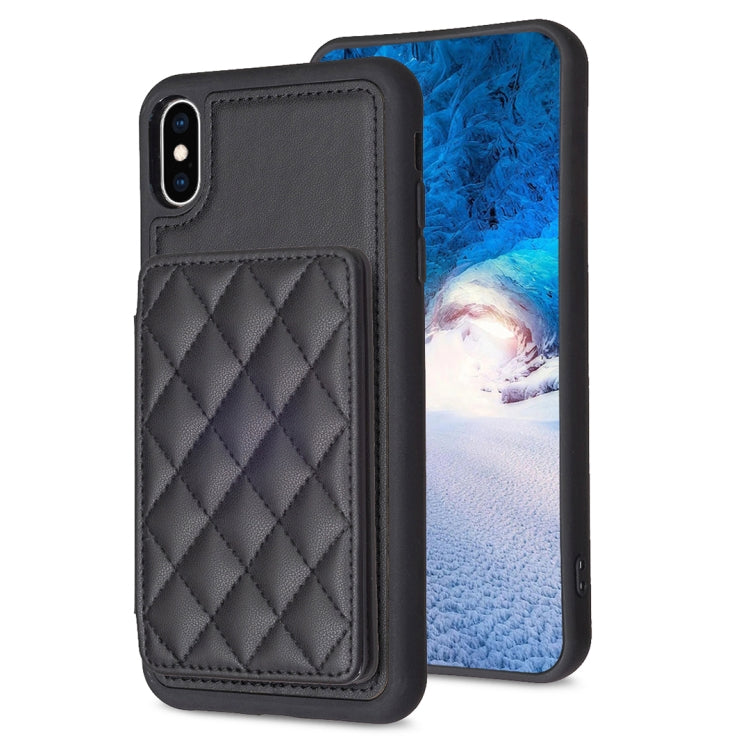BF25 Square Plaid Card Bag Holder Phone Case, For iPhone XS Max, For iPhone 8 Plus / 7 Plus