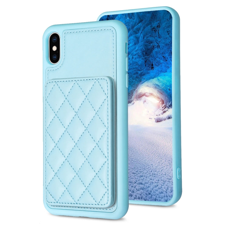 BF25 Square Plaid Card Bag Holder Phone Case, For iPhone XS Max, For iPhone 8 Plus / 7 Plus