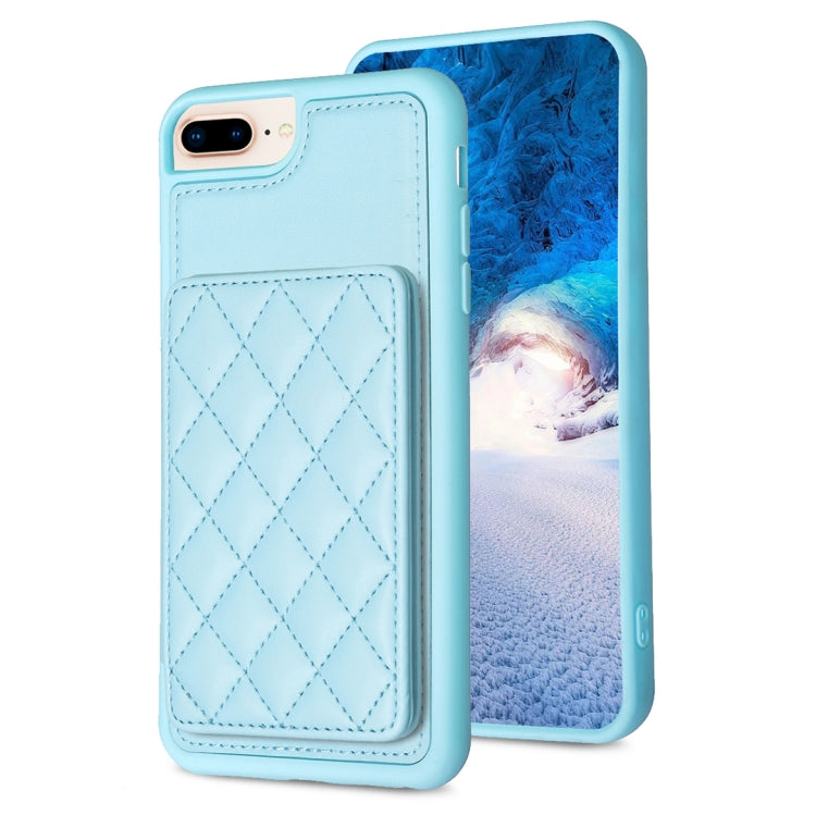 BF25 Square Plaid Card Bag Holder Phone Case, For iPhone XS Max, For iPhone 8 Plus / 7 Plus