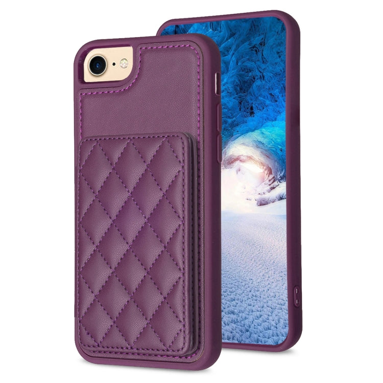 BF25 Square Plaid Card Bag Holder Phone Case, For iPhone 15, For iPhone 14 Pro Max, For iPhone SE 2022 / 2020 / 8 / 7, For iPhone 13 Pro Max, For iPhone 13 Pro, For iPhone 12 / 12 Pro