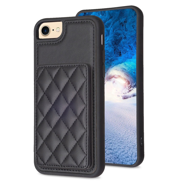 BF25 Square Plaid Card Bag Holder Phone Case, For iPhone 15, For iPhone 14 Pro Max, For iPhone SE 2022 / 2020 / 8 / 7, For iPhone 13 Pro Max, For iPhone 13 Pro, For iPhone 12 / 12 Pro