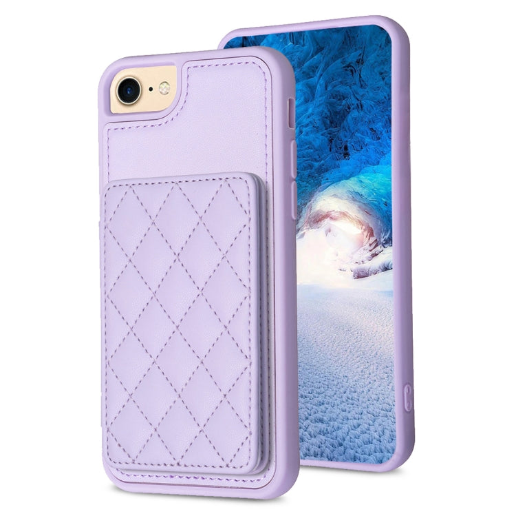 BF25 Square Plaid Card Bag Holder Phone Case, For iPhone 15, For iPhone 14 Pro Max, For iPhone SE 2022 / 2020 / 8 / 7, For iPhone 13 Pro Max, For iPhone 13 Pro, For iPhone 12 / 12 Pro