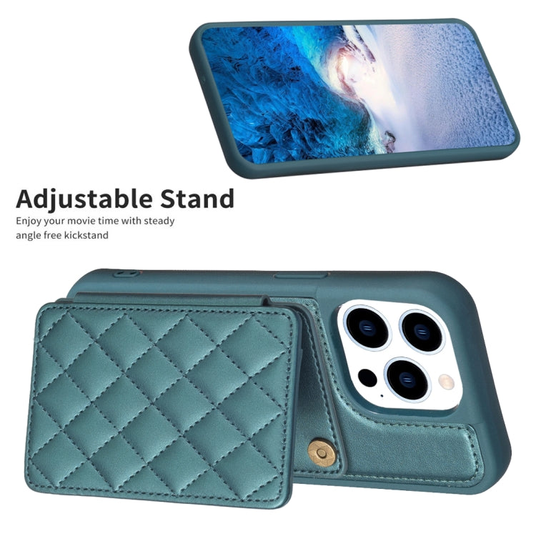 BF25 Square Plaid Card Bag Holder Phone Case, For iPhone 15 Pro Max, For iPhone 14 Plus, For iPhone 15 Pro, For iPhone 14 / 13, For iPhone 14 Pro, For iPhone 15 Plus