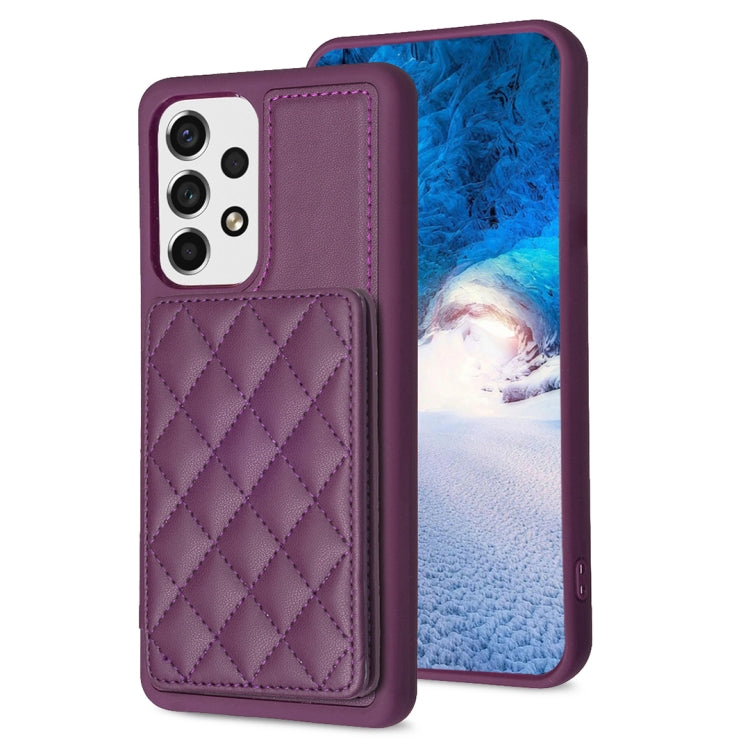 BF25 Square Plaid Card Bag Holder Phone Case, For Samsung Galaxy A52 5G / 4G, For Samsung Galaxy S21 Ultra 5G, For Samsug Galaxy A12