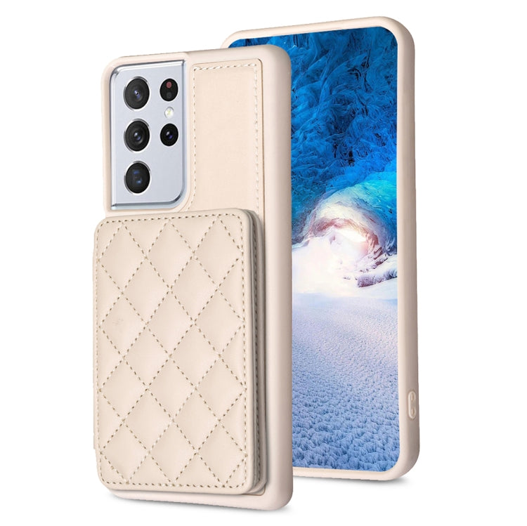 BF25 Square Plaid Card Bag Holder Phone Case, For Samsung Galaxy A52 5G / 4G, For Samsung Galaxy S21 Ultra 5G, For Samsug Galaxy A12