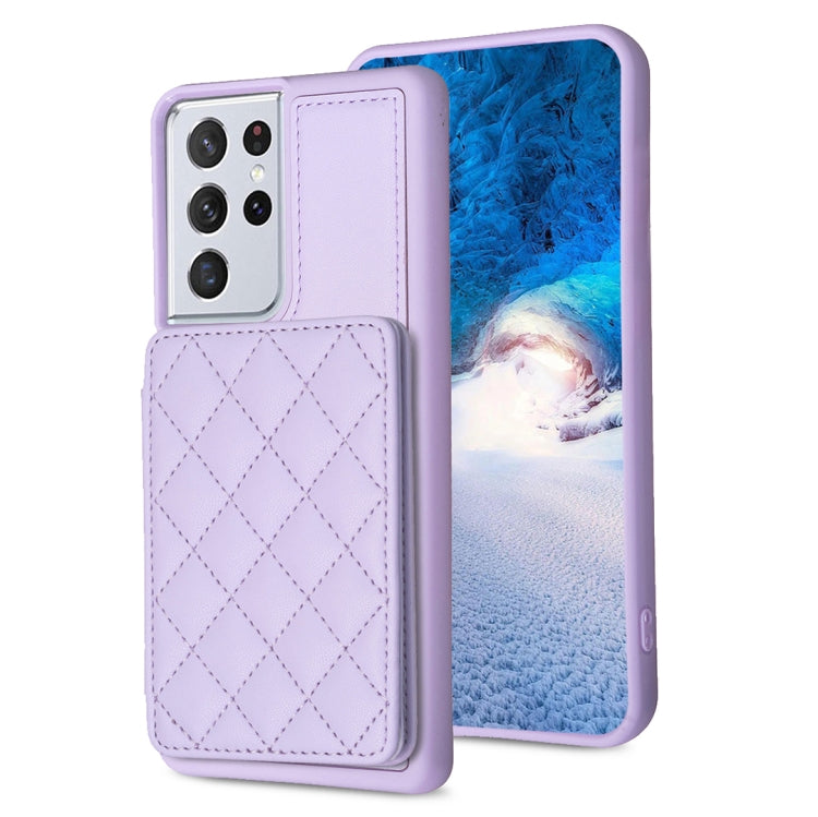 BF25 Square Plaid Card Bag Holder Phone Case, For Samsung Galaxy A52 5G / 4G, For Samsung Galaxy S21 Ultra 5G, For Samsug Galaxy A12