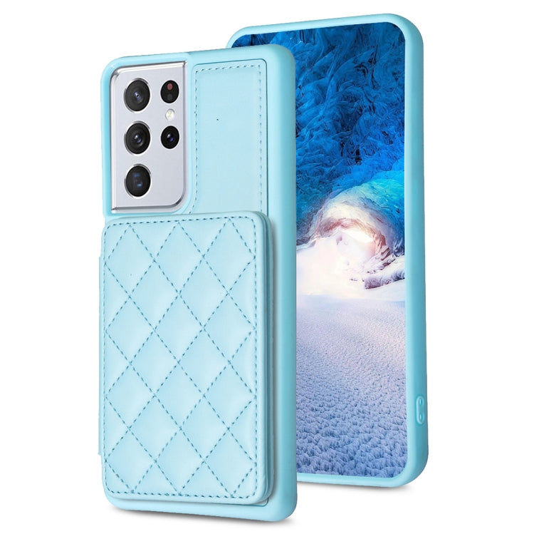BF25 Square Plaid Card Bag Holder Phone Case, For Samsung Galaxy A52 5G / 4G, For Samsung Galaxy S21 Ultra 5G, For Samsug Galaxy A12