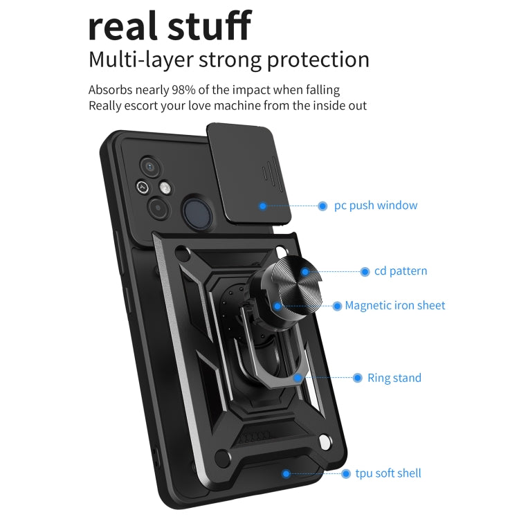 Sliding Camera Cover Design TPU Hybrid PC Phone Case, For Xiaomi Redmi 12 4G, For Xiaomi Redmi 12C 4G / 11A 4G