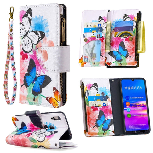 Colored Drawing Pattern Zipper Horizontal Flip Leather Case with Holder & Card Slots & Wallet, For Huawei Y6 (2019), For Huawei Y7 (2019), For Huawei Honor 9A, For Huawei Honor 9X