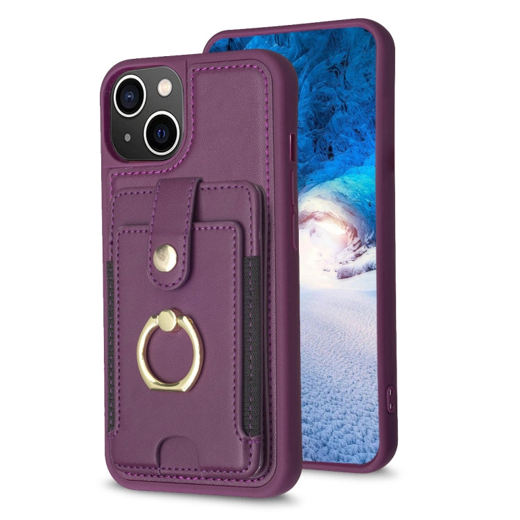 BF27 Metal Ring Card Bag Holder Phone Case, For iPhone 15 Pro Max, For iPhone 14 Plus, For iPhone 15 Pro, For iPhone 14 / 13, For iPhone 14 Pro, For iPhone 15 Plus