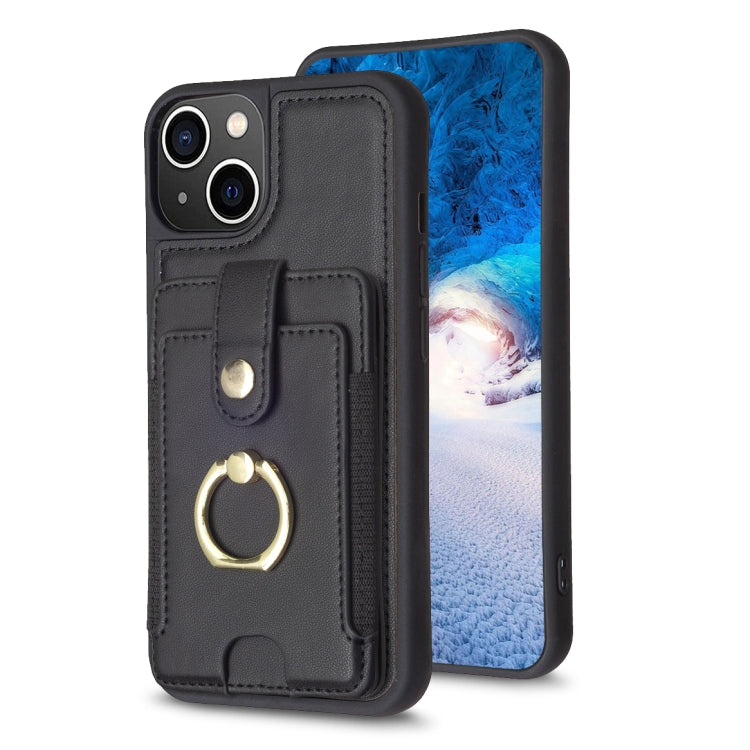BF27 Metal Ring Card Bag Holder Phone Case, For iPhone 15 Pro Max, For iPhone 14 Plus, For iPhone 15 Pro, For iPhone 14 / 13, For iPhone 14 Pro, For iPhone 15 Plus