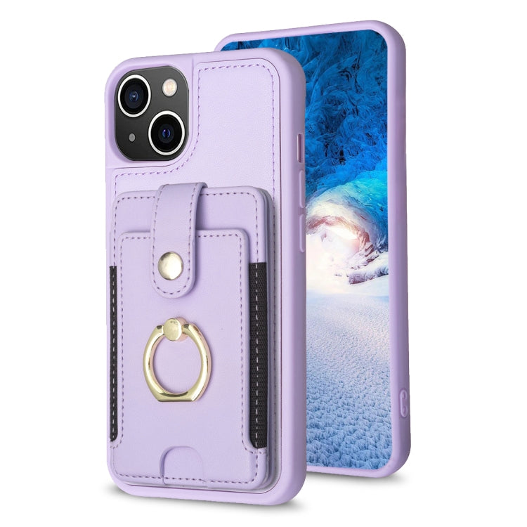 BF27 Metal Ring Card Bag Holder Phone Case, For iPhone 15 Pro Max, For iPhone 14 Plus, For iPhone 15 Pro, For iPhone 14 / 13, For iPhone 14 Pro, For iPhone 15 Plus