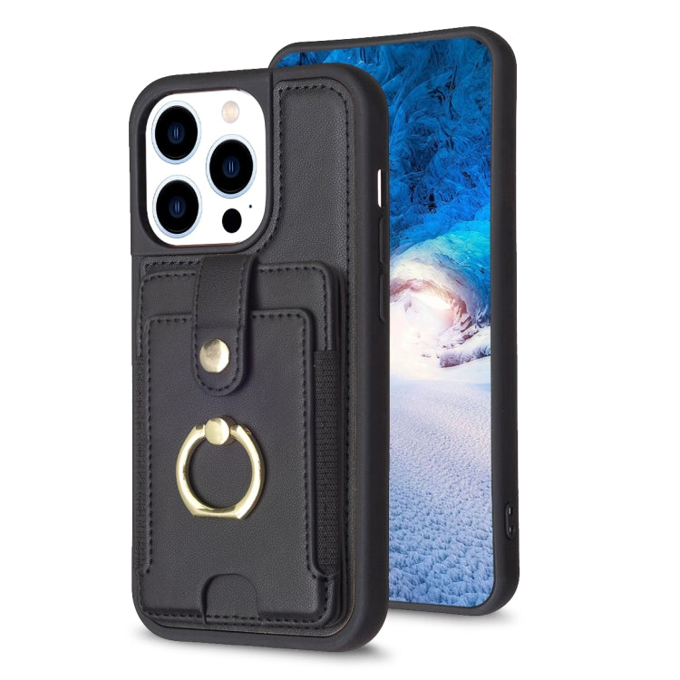 BF27 Metal Ring Card Bag Holder Phone Case, For iPhone 15, For iPhone 14 Pro Max, For iPhone SE 2022 / 2020 / 8 / 7, For iPhone 13 Pro Max, For iPhone 13 Pro, For iPhone 12 / 12 Pro