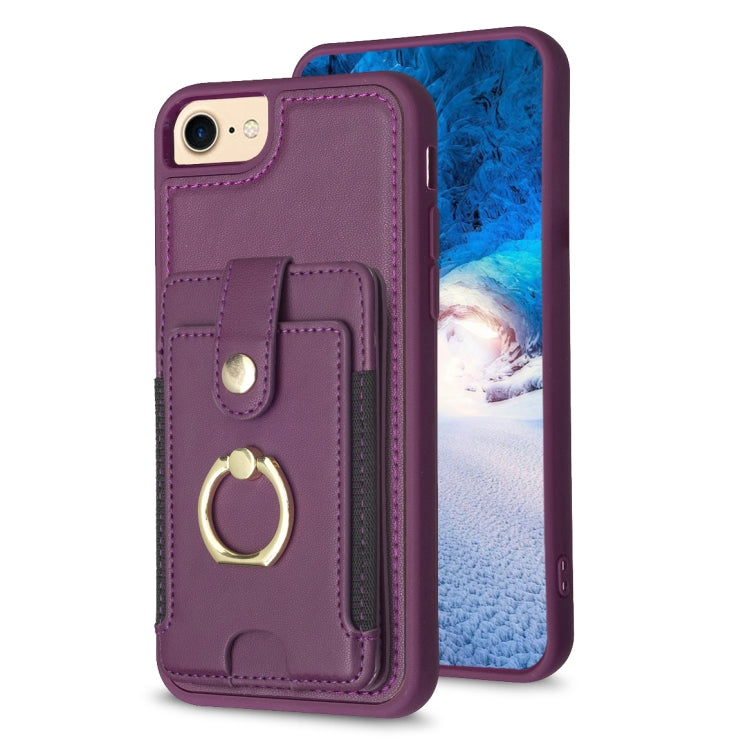 BF27 Metal Ring Card Bag Holder Phone Case, For iPhone 15, For iPhone 14 Pro Max, For iPhone SE 2022 / 2020 / 8 / 7, For iPhone 13 Pro Max, For iPhone 13 Pro, For iPhone 12 / 12 Pro