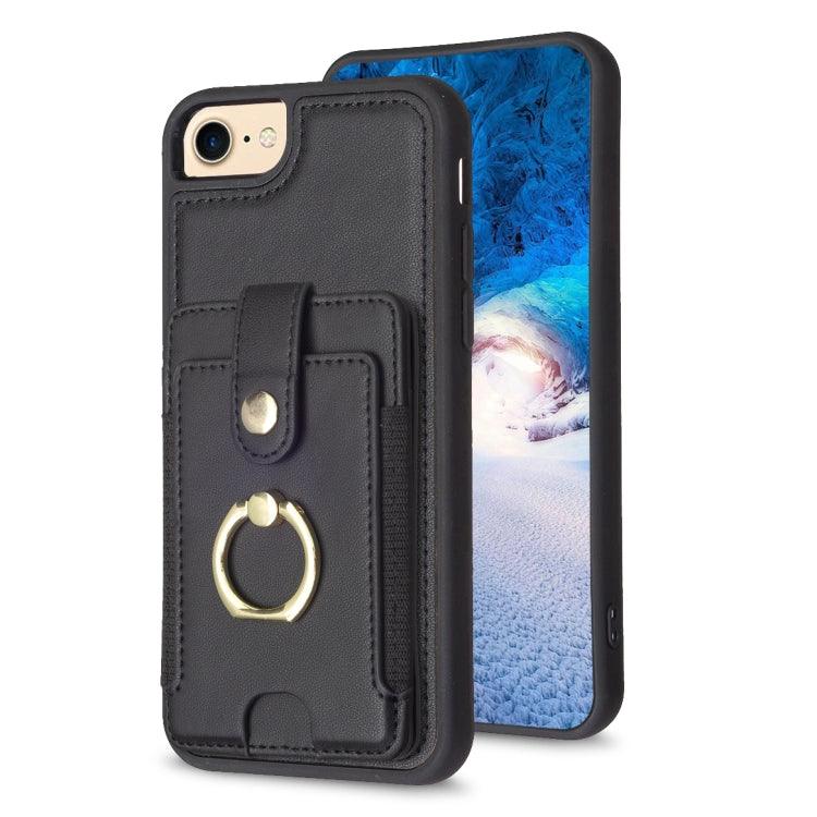 BF27 Metal Ring Card Bag Holder Phone Case, For iPhone 15, For iPhone 14 Pro Max, For iPhone SE 2022 / 2020 / 8 / 7, For iPhone 13 Pro Max, For iPhone 13 Pro, For iPhone 12 / 12 Pro
