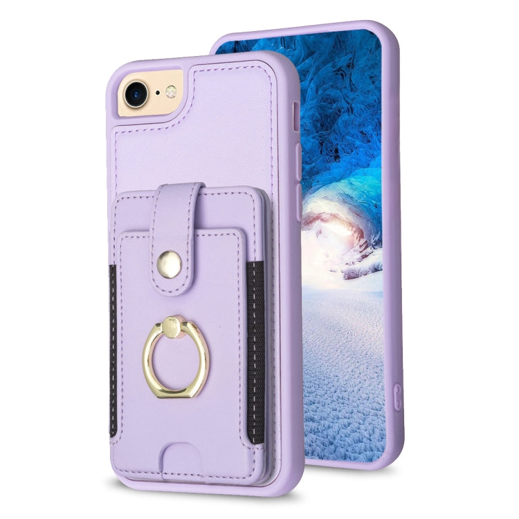 BF27 Metal Ring Card Bag Holder Phone Case, For iPhone 15, For iPhone 14 Pro Max, For iPhone SE 2022 / 2020 / 8 / 7, For iPhone 13 Pro Max, For iPhone 13 Pro, For iPhone 12 / 12 Pro