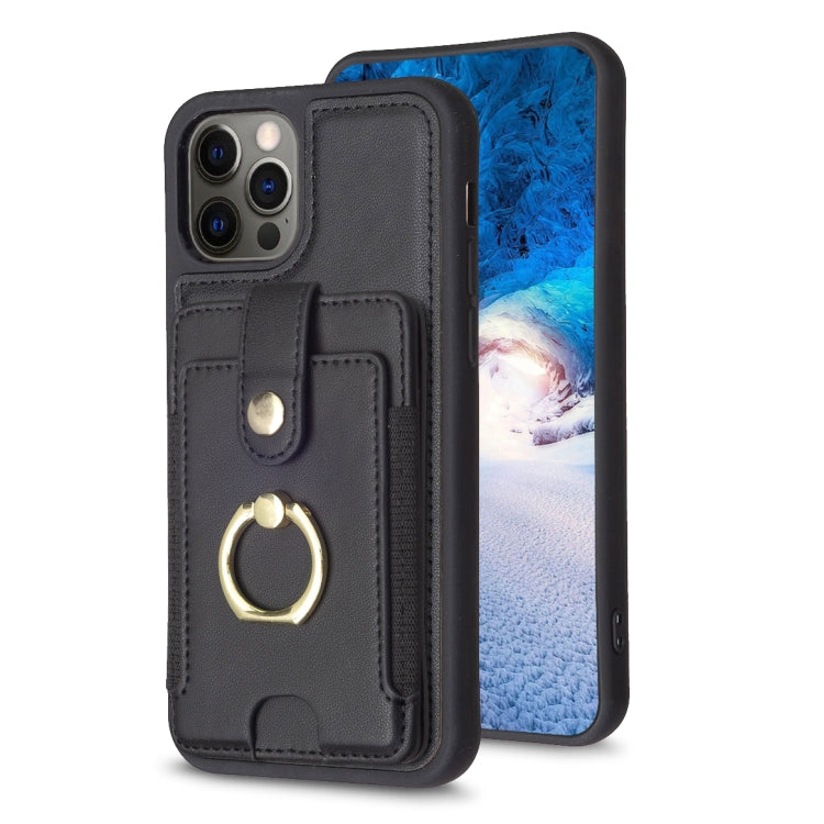 BF27 Metal Ring Card Bag Holder Phone Case, For iPhone 14 Pro Max, For iPhone 15, For iPhone SE 2022 / 2020 / 8 / 7, For iPhone 13 Pro Max, For iPhone 13 Pro, For iPhone 12 / 12 Pro