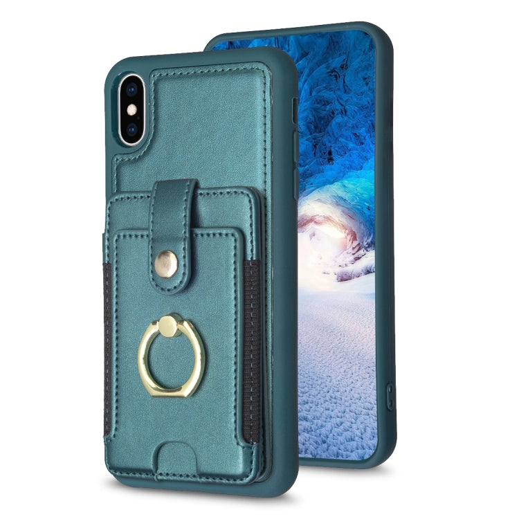 BF27 Metal Ring Card Bag Holder Phone Case, For iPhone 12 Pro Max, For iPhone 11 Pro Max, For iPhone 11, For iPhone 11 Pro, For iPhone X / XS, For iPhone XR