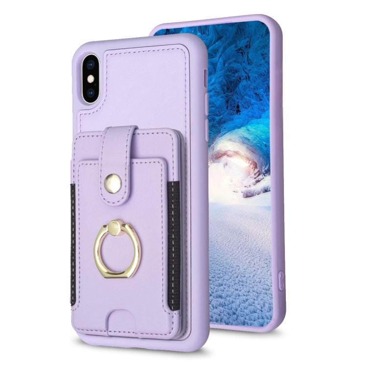 BF27 Metal Ring Card Bag Holder Phone Case, For iPhone 12 Pro Max, For iPhone 11 Pro Max, For iPhone 11, For iPhone 11 Pro, For iPhone X / XS, For iPhone XR