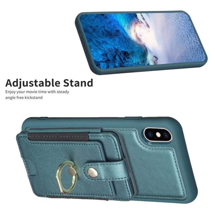 BF27 Metal Ring Card Bag Holder Phone Case, For iPhone XS Max, For iPhone 8 Plus / 7 Plus