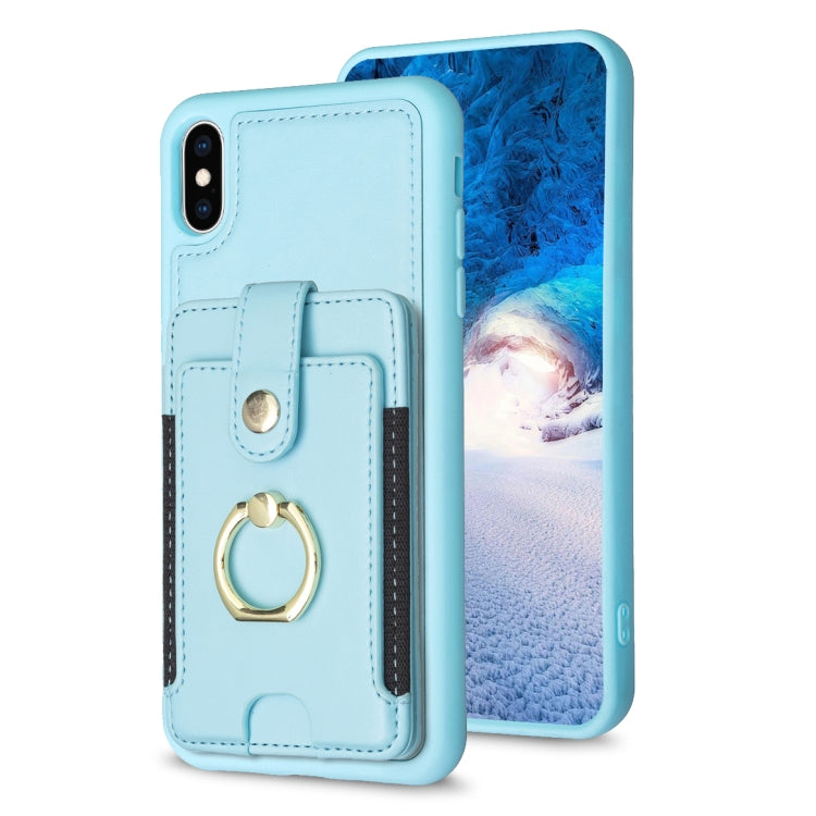 BF27 Metal Ring Card Bag Holder Phone Case, For iPhone XS Max, For iPhone 8 Plus / 7 Plus