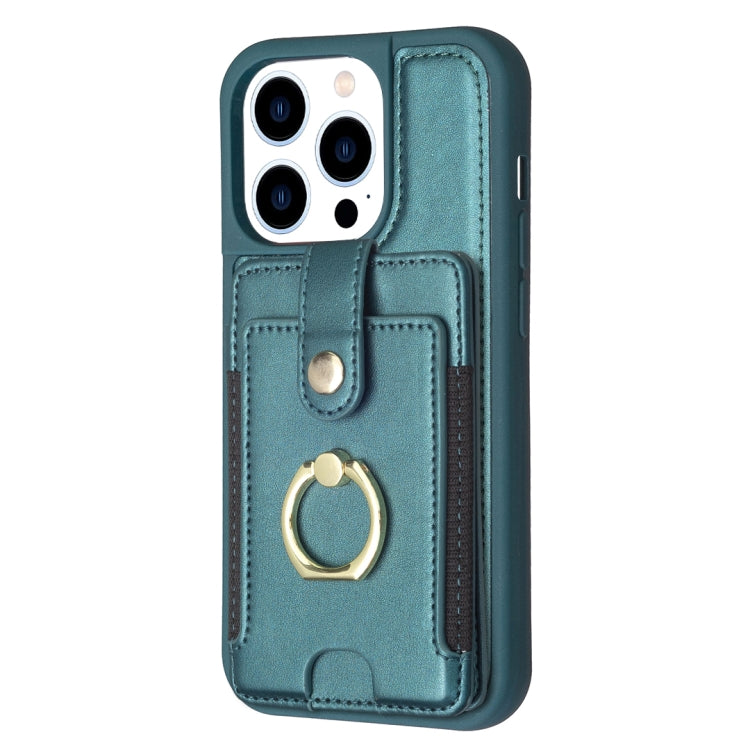 BF27 Metal Ring Card Bag Holder Phone Case, For iPhone 15 Pro Max, For iPhone 14 Plus, For iPhone 15 Pro, For iPhone 14 / 13, For iPhone 14 Pro, For iPhone 15 Plus